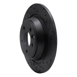 Ford Focus RS Brake Rotor (1) - Rear Right - R1 Concepts - Drilled & Slotted - Black - `09-`15